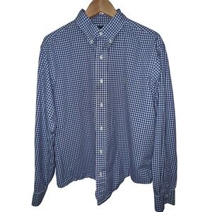 Ralph Lauren Mens Gingham Button Down‎ Shirt Blue White Classic Fit Large Preppy